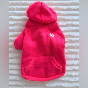 Bright Pink Dog Hoodie with Paw Accent